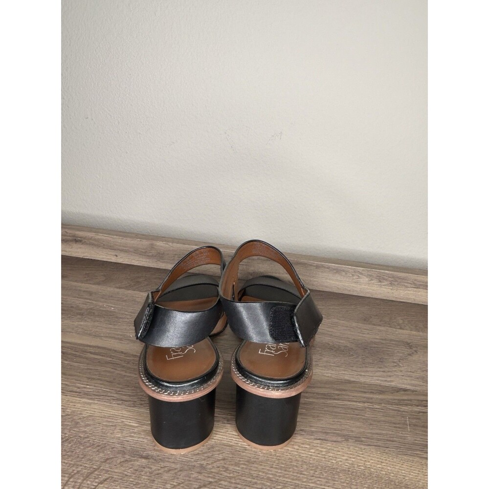 Franco Sarto Womens Size 7.5 Black Leather Barda Block Heel Crossover Sandals - Picture 4 of 8